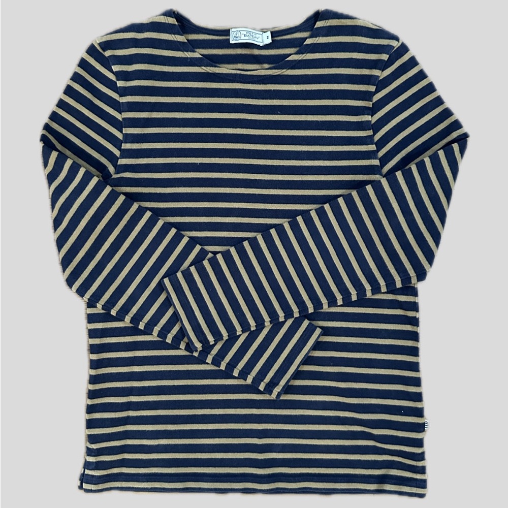 Petit Bateau Navy and Tan Striped Top